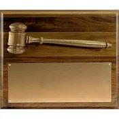 10" x 12" Walnut Plaque with Gavel (Horizontal)