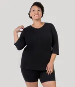 AquaSport 3/4 Sleeve Rash Guard Black