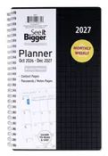 Medium Monthly/Weekly Black Planner (Oct26-Dec27)