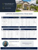 Editable Real Estate Listing Marketing Tracker — Canva Template