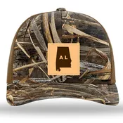 Alabama Outline Rectangle Leather Patch Realtree Max 7 Camo/Buck Richardson 112PFP Snapback Trucker Hat Lost Wando Outfitters