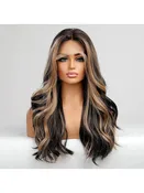 Black with Highlight Lace Wig Pre-Plucked  Human Hair