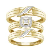 0.07 ct Diamond Trio Wedding Set in 10K Yellow Gold