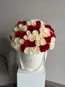 50 White and Red Roses