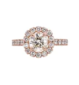 14K Rose Gold 1.03CT Round Diamond Halo Engagement Ring
