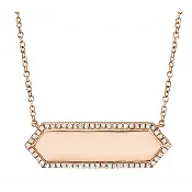14K Rose Gold 0.12ctw Diamond Engravable Necklace- SC55002346