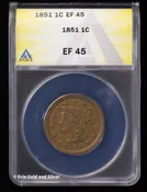 1851 1C Coronet Head Large Cent ANACS EF 45 | Extra Fine XF Large Cent
