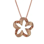 14kt Rose Gold Plated Sterling Silver Engraved Small Open Plumeria Pendant Necklace, 16+2" Extender