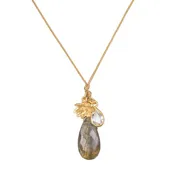 18" Labradorite Cord Charm Necklace