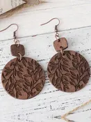 Round Wood Drop Earrings
