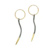 14k and Silver Bolo Hoop Earrings