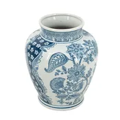 A & B Home - Blue & White Floral Pattern Vase