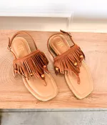 Claremont Fringe Sandal in Tan