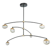 Abra Lighting Athena 6-Light Crystal Teardrop Cylinder Glass Pendant - Matte Black/Brushed Brass