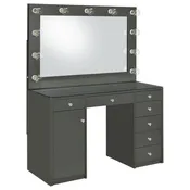 Acena 7-drawer Vanity Set with Lighting - Grey High Gloss