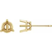 14K Yellow Gold 6.5 mm Round 3-Prong Earring Mounting