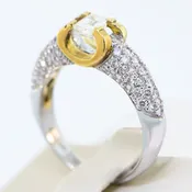 Custom Emerald-Cut Center Stone Engagement Ring - 14 Yellow Gold & 14K White Gold
