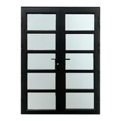 Alexues Aluminum 5 Lite Double Entry Door - Inswing with Clear Glass