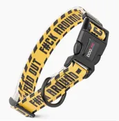 Biothane CAUTION TAPE / 12"-19", 3/4" Wide / Printed Dog Collar with Quick Release Buckle
