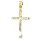 14kt Two-Tone Gold Estate Cross Pendant (.84g)