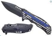 8.25" Spring Assisted Pocket Knife Blue Line ABS handle