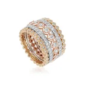 14kt Tri-Color 5 Row Diamond Fashion Ring