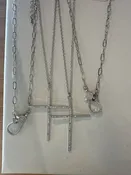 16" Large Silver Cross Necklace