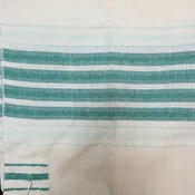 EcoFriendly Handwoven Cotton Tallit Set - Green Stripe