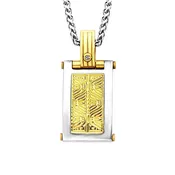 0.05ct Diamond 316L Stainless Steel Aurem Dog Tag Necklace 24"