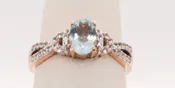 10K RG AQUA WHITE TOPAZ FASHION RING