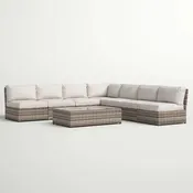 6 Piece Wicker Patio Seating Group With Cushions - Gray Mix