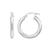 25MM Hollow Hoop Earrings in 14K White Gold