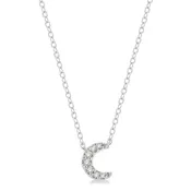 10K White Gold Crescent Petite Diamond Necklace, 0.06 Carat TW