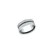 Ammara Stone Bark Black Diamond 9mm Men's Wedding Band