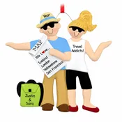 Addicted To Travel Couple With Map Ornament BLONDE FEMALE