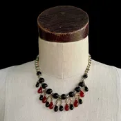 Christian Dior Glass Beaded & Rhinestone Bib Necklace