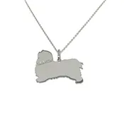 Havanese Glitter Collar Sterling Silver Rhodium Plate Dog Pendant