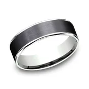 Ammara Stone The Rembrandt 6.5mm 14K White Gold and Black Titanium Wedding Band