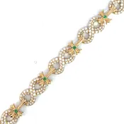 Diamond and Emerald Yellow Gold Chain Bracelet
