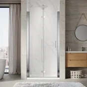 SUNNY SHOWER 1/4 inch Bifold Shower Door with Semi-Frameless Clear Tempered Glass, Black Finish / Chrome Finish