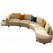 S806  4PC. 176“L x 40.5"D x 32.5"H SEMI CIRCULAR ROUND LEATHER SOFA SET — Stendmar
