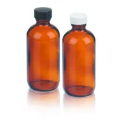 DWK Life Sciences 125 mL Wheaton Amber Safety Coated Boston Round Bottle Cs/24 W217956
