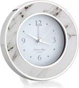 Addison Ross Cream Marble Silver Round Alarm Clock