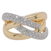 14K Two-Tone Gold Diamond Crossover Fashion Ring | 0.57 CTW