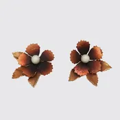 1960s Copper Flower Clip On Earrings