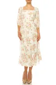 52seven Three Quarter Sleeve Floral Midi Dress