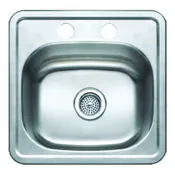004-136 Stainless Steel 15″ x 15″ Single Bowl Top-Mount Sink