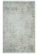 3x5 Beige, Brown and Silver Antique Finish Silk Area Rug