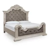Andonhall King Upholstered Panel Bed – Antique White