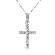 18k White Gold 0.12ctw Diamond Cross Necklace